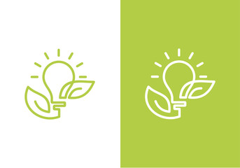 Light bulb ecology concept. Vector illustration of a bulb and leaf combination	