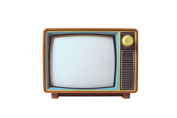 An old vintage retro tv television set with blank screen and isolated on a white background.