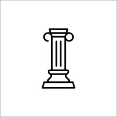 Ancient column icon. Simple, minimal line art illustration representing classical architecture. Ideal for use in historical, architectural, and cultural themes for web, app design. Vector illustration