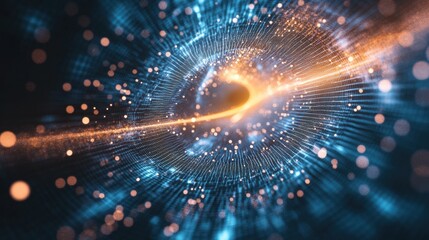 Obraz premium Quantum tunneling effect, particles passing through barriers, glowing abstract particles, futuristic energy field