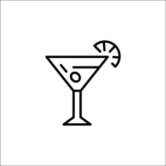 Martini cocktail icon. Simple martini icon with an umbrella and lemon slice for social media, app, and web design. Vector illustration
