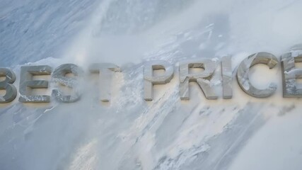 Chiseled Text on Marble Surface with Snowfall Effect - Powered by Adobe
