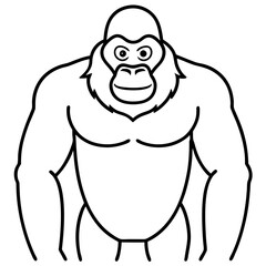  Gorilla line art vector illustration 