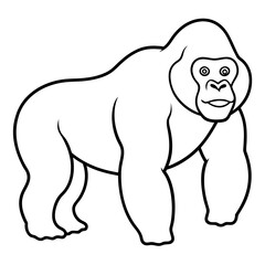  Gorilla line art vector illustration 
