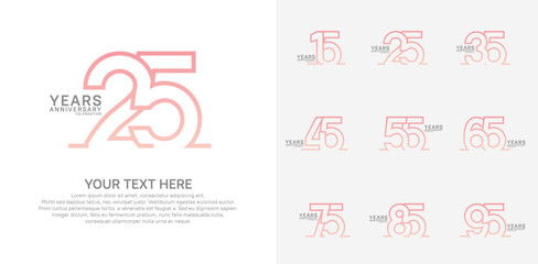 Anniversary logo set vector design, pink color for celebration event