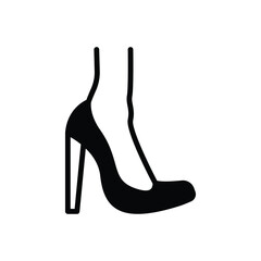 Black solid icon for high heel