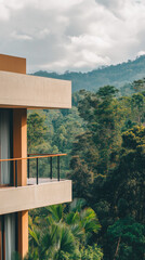 Fototapeta premium A Modern Interior Terrace Overlooking the Forest.