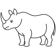 Rhinoceros line art vector illustration 