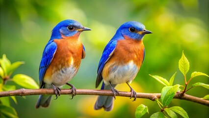 Obraz premium Minimalist Eastern Bluebirds in Serene Nature
