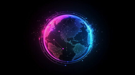 Obraz premium Neon earth globe.