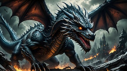 portrait of dragon in anger