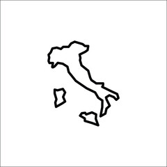 Italy map icon. Minimalist line art representation of the country of Italy, including its islands. Ideal for travel guides, tourism materials, geography Italian-themed designs. Vector illustration