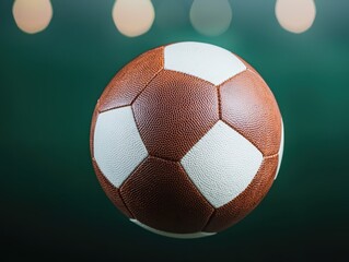 A vibrant soccer ball in mid-air against a blurred background.