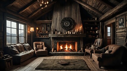 Fototapeta premium fireplace in the room