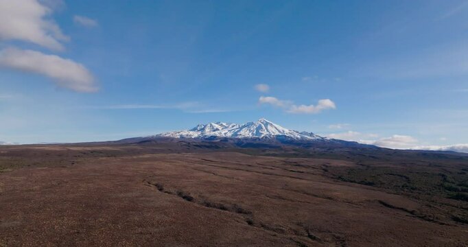 Slowly flying towards Mount Ruapehu in Central North Island, New Zealand.