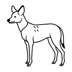 African wild dog line art vector illustration
