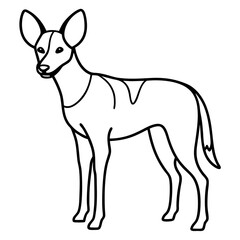 African wild dog line art vector illustration