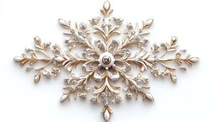 Fototapeta premium Beautiful snowflake with fine details, isolated on a pristine white background, capturing the elegance and craftsmanship of winters designs