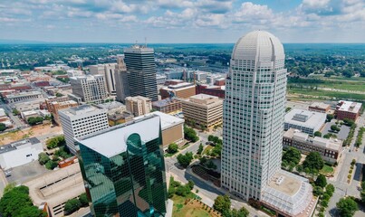 Buildings in downtown Winston-Salem, North Carolina, United States.