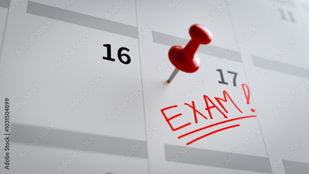 Poster calendar concept background showing exam schedule at school. 3d rendering