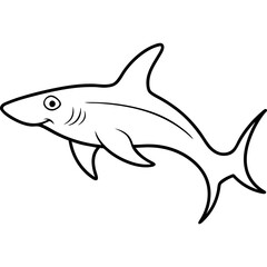 Hammerhead shark line art vector illustration