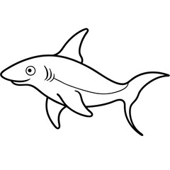 Hammerhead shark line art vector illustration