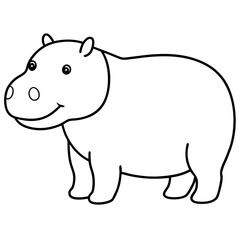 Hippopotamus line art vector illustration