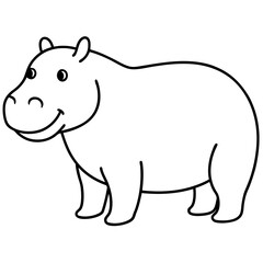 Obraz premium Hippopotamus line art vector illustration
