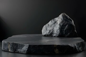 Black Podium Stone Background Rock Product Display 3D Design