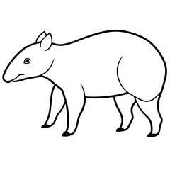 Malayan tapir line art vector illustration