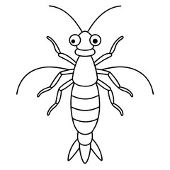 Mantis shrimp line art vector illustration 