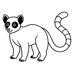 Ruffed lemur line art vector illustration 