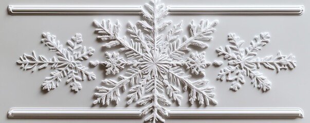 Detailed snowflake displayed on a smooth white surface, capturing the delicate craftsmanship and enchanting beauty of winters designs