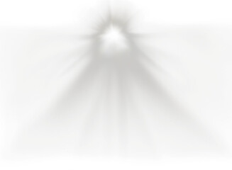 Solar Flare Ray Overlay with Sparkling Starburst and Spotlight Glow Effect Isolated on Transparent...