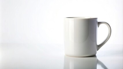 Mockup of empty white coffee mug on white background