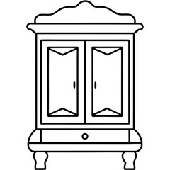  Curio cabinet line art vector illustration 