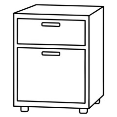 Filing cabinet line art vector illustration 