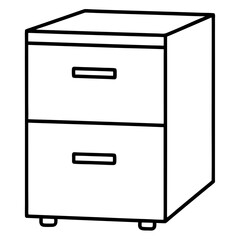 Filing cabinet line art vector illustration 