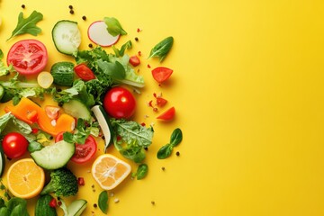 Vibrant Vegan Ingredients on Yellow Background