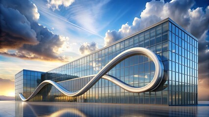 Modern Architectural Photography of a Cloud with Infinity Logo Design Template for Business and Technology Branding
