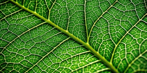 Obraz premium A detailed close-up shot of a vibrant, green baum leaf with intricate veins and natural texture, baum, leaf, nature, green
