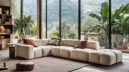 Modern Cozy Sofa in a Bright Living Room Setting