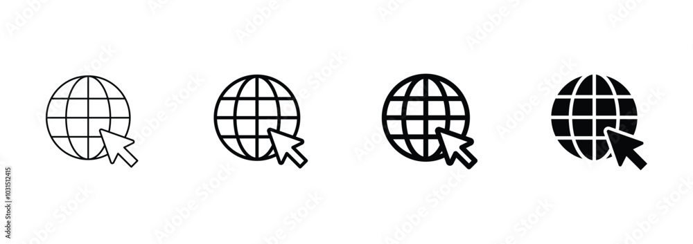 Poster globe icon vector, go to web symbol icon vector