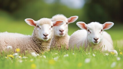 Obraz premium Charming Sheep on Green Grass