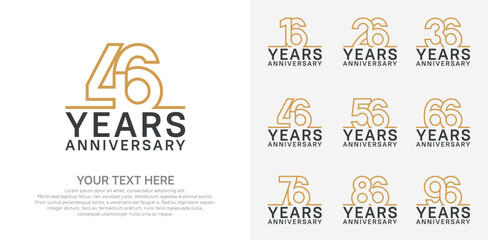 Anniversary logo set vector design, brown color for celebration event