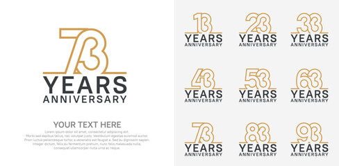 Anniversary logo set vector design, brown color for celebration event