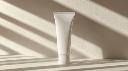 Minimalist White Tube on Elegant Surface with Shadows