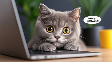 Cute Cat with Laptop Humor
