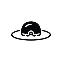Black solid icon for sun hat
