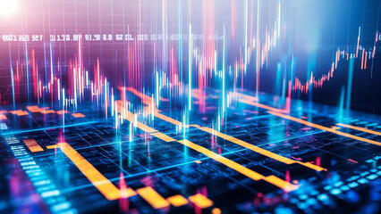 A currency chart comes to life with vivid lines and glowing dots against a simple backdrop. This striking visualization captures market volatility, reflecting the dynamic energy of the financial world
